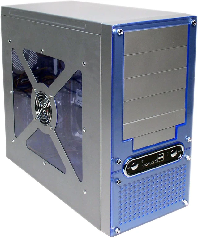 POWMAX C501-1 Silver/Blue Computer Case - Newegg.com