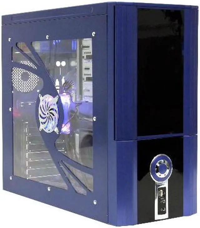 Main image of POWMAX 702 MATRIX CP702-3 Blue Steel ATX Mid Tower Computer Case 450W Power Supply