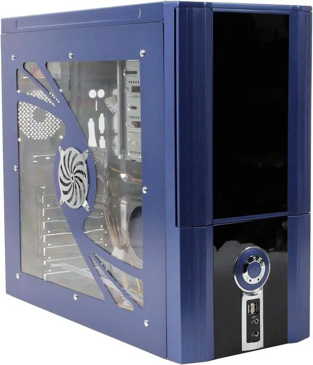 Alt view image 2 of 14 - POWMAX 702 MATRIX CP702-3 Blue Steel ATX Mid Tower Computer Case 450W Power Supply