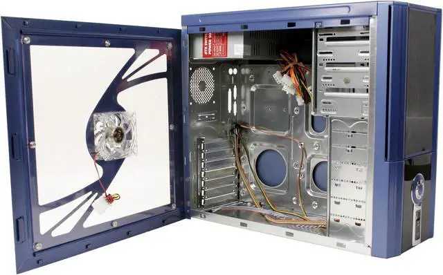 Alt view image 6 of 14 - POWMAX 702 MATRIX CP702-3 Blue Steel ATX Mid Tower Computer Case 450W Power Supply