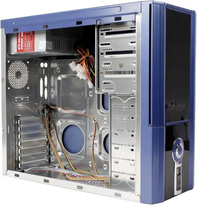 Alt view image 7 of 14 - POWMAX 702 MATRIX CP702-3 Blue Steel ATX Mid Tower Computer Case 450W Power Supply