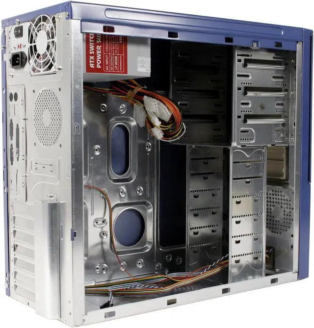 Alt view image 9 of 14 - POWMAX 702 MATRIX CP702-3 Blue Steel ATX Mid Tower Computer Case 450W Power Supply
