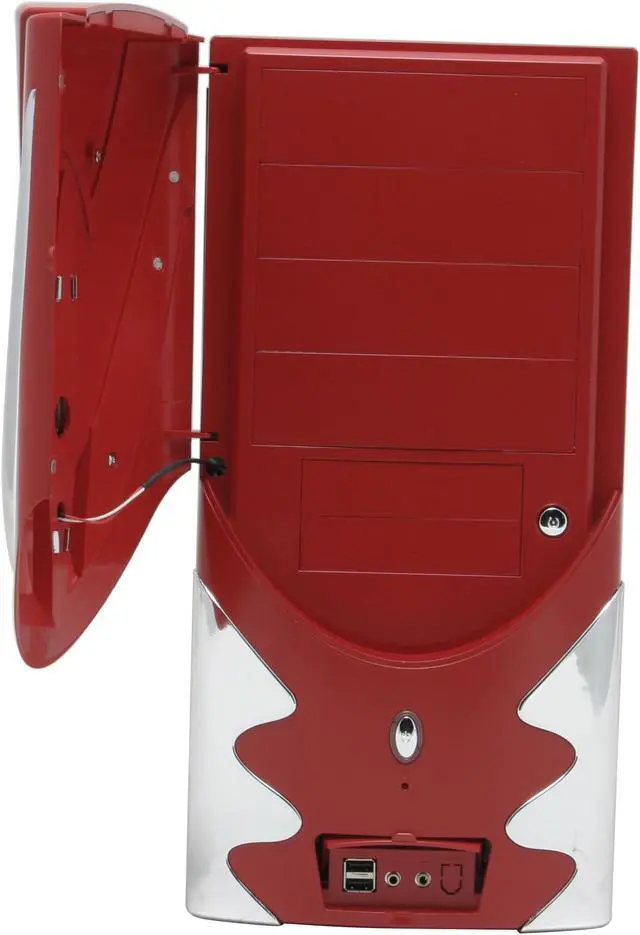 Alt view image 3 of 16 - POWMAX Bio II CP601-4 Red All Metal Construction (SGCC) ATX Mid Tower Computer Case 450W Single Fan Power Supply