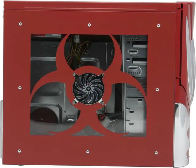 Alt view image 5 of 16 - POWMAX Bio II CP601-4 Red All Metal Construction (SGCC) ATX Mid Tower Computer Case 450W Single Fan Power Supply