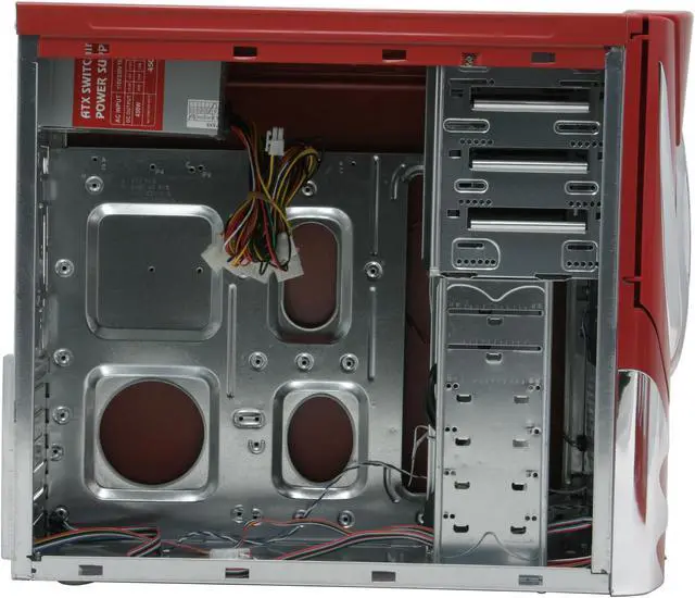 Alt view image 7 of 16 - POWMAX Bio II CP601-4 Red All Metal Construction (SGCC) ATX Mid Tower Computer Case 450W Single Fan Power Supply
