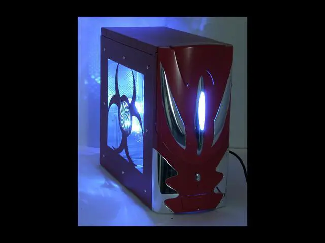 Alt view image 8 of 16 - POWMAX Bio II CP601-4 Red All Metal Construction (SGCC) ATX Mid Tower Computer Case 450W Single Fan Power Supply