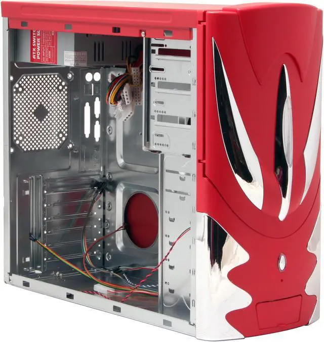 Alt view image 11 of 16 - POWMAX Bio II CP601-4 Red All Metal Construction (SGCC) ATX Mid Tower Computer Case 450W Single Fan Power Supply