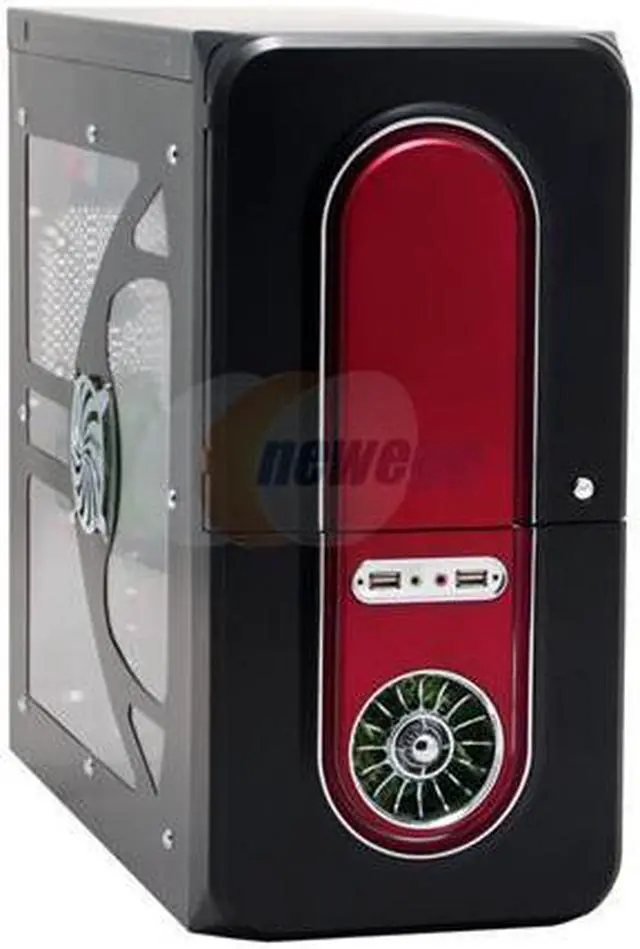 Main image of POWMAX CP803-1 Black/Red All Metal Construction (SGCC) ATX Mid Tower Computer Case 450W Power Supply