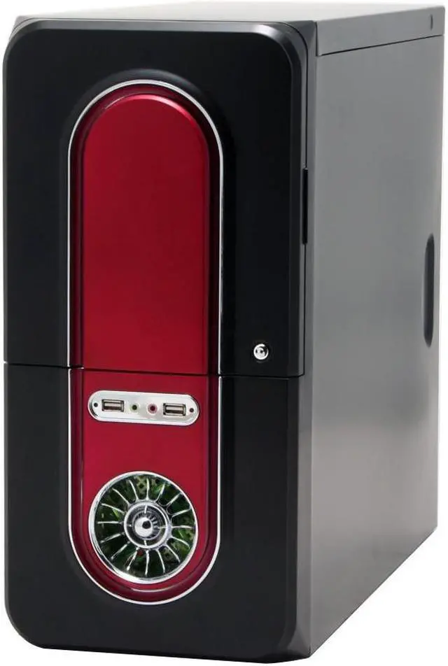 Alt view image 2 of 14 - POWMAX CP803-1 Black/Red All Metal Construction (SGCC) ATX Mid Tower Computer Case 450W Power Supply