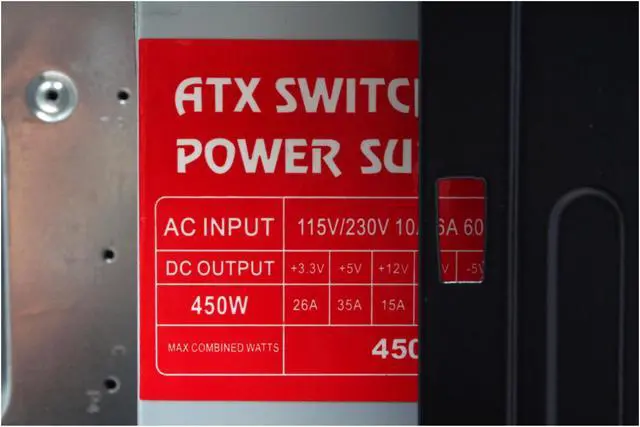 Alt view image 11 of 14 - POWMAX CP803-1 Black/Red All Metal Construction (SGCC) ATX Mid Tower Computer Case 450W Power Supply