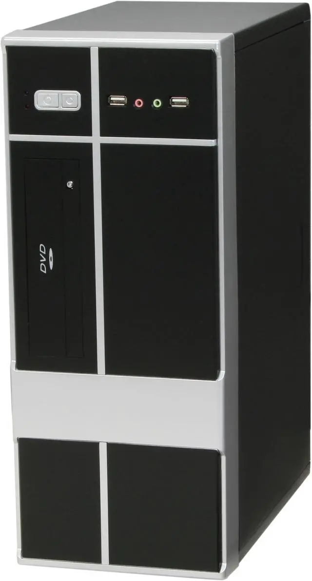 Alt view image 3 of 11 - POWMAX MATX3308-B Black SGCC Steel ATX Mini Tower Computer Case 400W Power Supply
