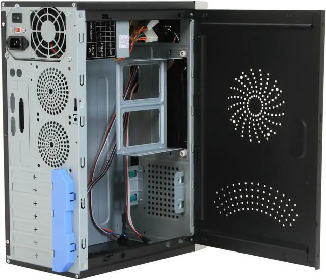 Alt view image 5 of 11 - POWMAX MATX3308-B Black SGCC Steel ATX Mini Tower Computer Case 400W Power Supply