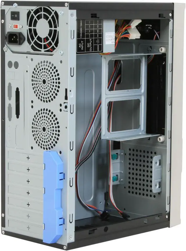 Alt view image 6 of 11 - POWMAX MATX3308-B Black SGCC Steel ATX Mini Tower Computer Case 400W Power Supply