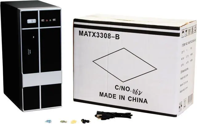 Alt view image 11 of 11 - POWMAX MATX3308-B Black SGCC Steel ATX Mini Tower Computer Case 400W Power Supply