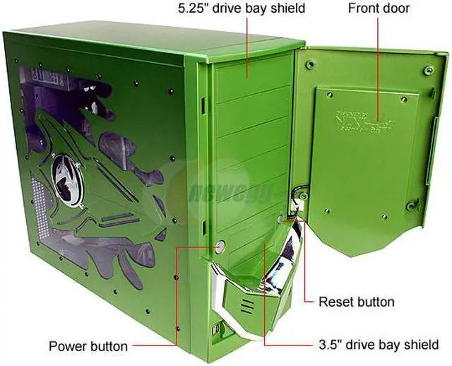 Alt view image 4 of 14 - NZXT GUARDIAN GRN Green SECC Steel ATX Mid Tower Computer Case 400W Power Supply
