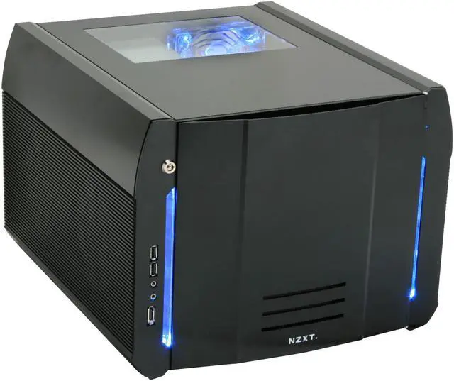 Alt view image 3 of 19 - NZXT ROGUE Crafted Series BLACK ROGUE w. BLUE LED Black Aluminum Micro ATX Desktop Computer Case