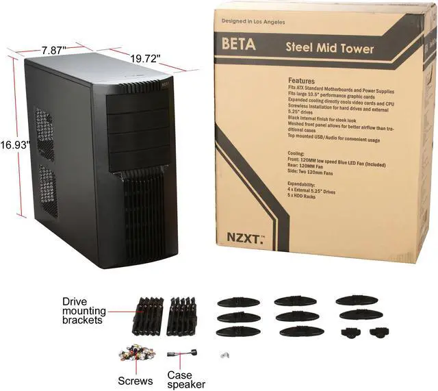 Alt view image 11 of 11 - NZXT Beta Series CS-NT-BETA-B Black Steel / Plastic ATX Mid Tower Computer Case