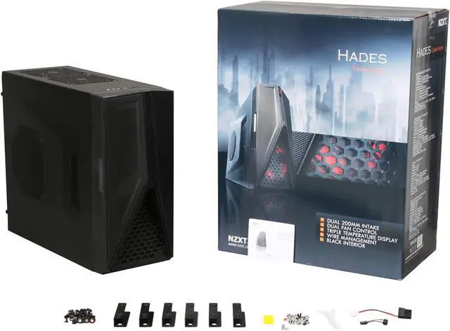 Alt view image 10 of 10 - NZXT Hades Crafted Series HADE-001BK Black Steel / Plastic ATX Mid Tower Computer Case