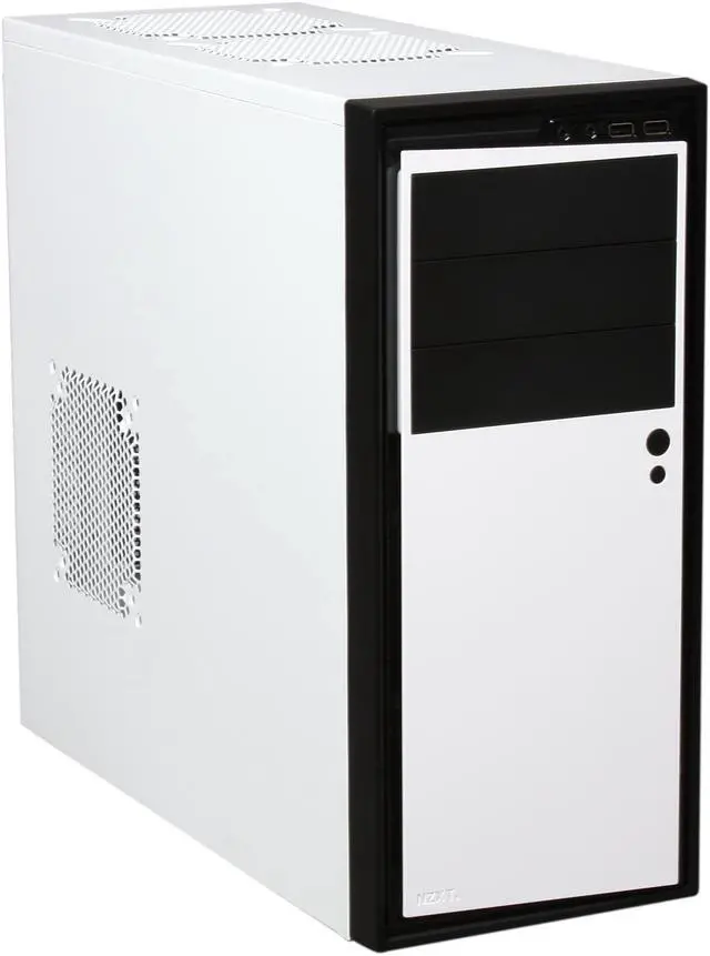Main image of NZXT Source 210 S210-002 White w/Black Front Trim “Aluminum Brush / Plastic” ATX Mid Tower Computer Case