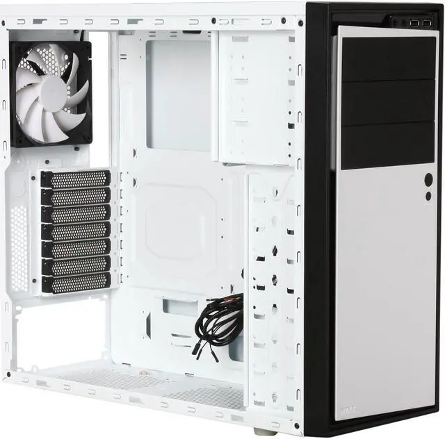 Alt view image 7 of 9 - NZXT Source 210 S210-002 White w/Black Front Trim “Aluminum Brush / Plastic” ATX Mid Tower Computer Case