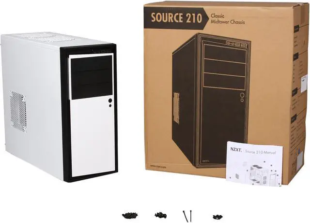 Alt view image 9 of 9 - NZXT Source 210 S210-002 White w/Black Front Trim “Aluminum Brush / Plastic” ATX Mid Tower Computer Case