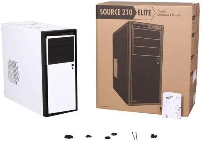 Alt view image 9 of 9 - NZXT Source 210 Elite White Steel with painted interior ATX Mid Tower Computer Case w/ Black Front Trim