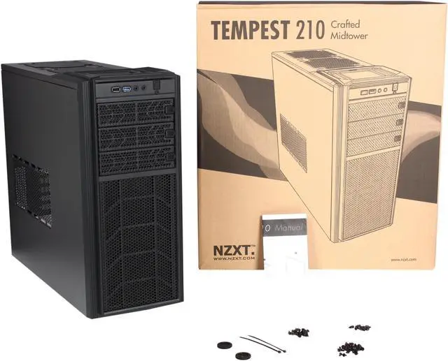 Alt view image 9 of 9 - NZXT Tempest 210 CA-TP210-01 Black Steel / Plastic ATX Mid Tower Computer Case