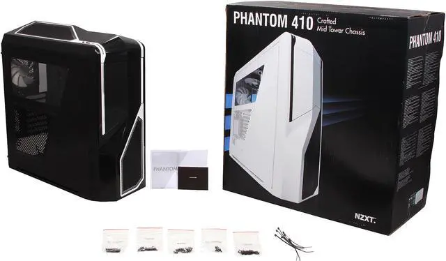 Alt view image 10 of 10 - NZXT Phantom 410 CA-PH410-B2 Black Steel / Plastic ATX Mid Tower White Trim Computer Case