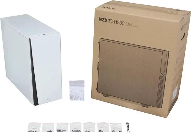 Alt view image 10 of 10 - NZXT H230 White ATX Mid Tower Computer Case Includes 1 x 120mm Front, 1 x 120mm Rear 2 x USB 3.0