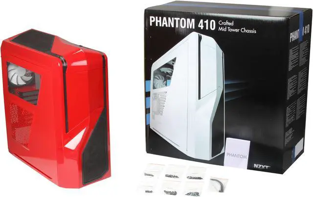 Alt view image 9 of 9 - NZXT Phantom 410 Series RB-CA-PH410-R1 Red Steel / Plastic ATX Mid Tower Computer Case