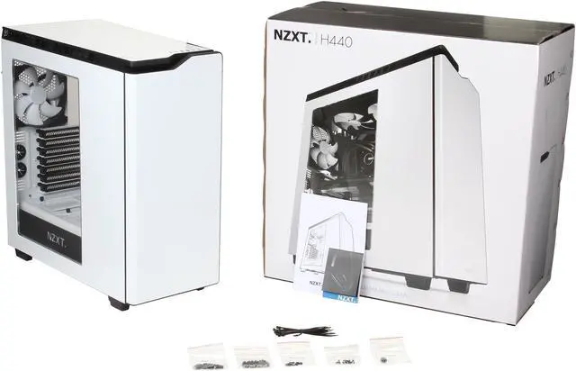 Alt view image 11 of 10 - NEW NZXT H440 STEEL Mid Tower Case. Next Generation 5.25-less Design. Include 4 x 2nd Gen FNv2 Fans, High-End WC support, USB3.0, White/Black