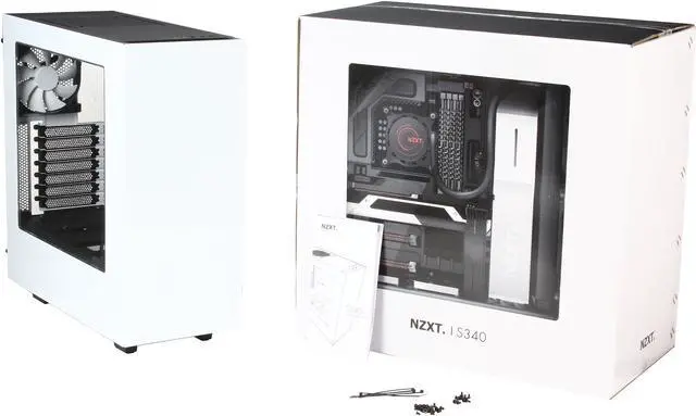 Alt view image 10 of 10 - NZXT S340 Glossy White Steel ATX Mid Tower Case