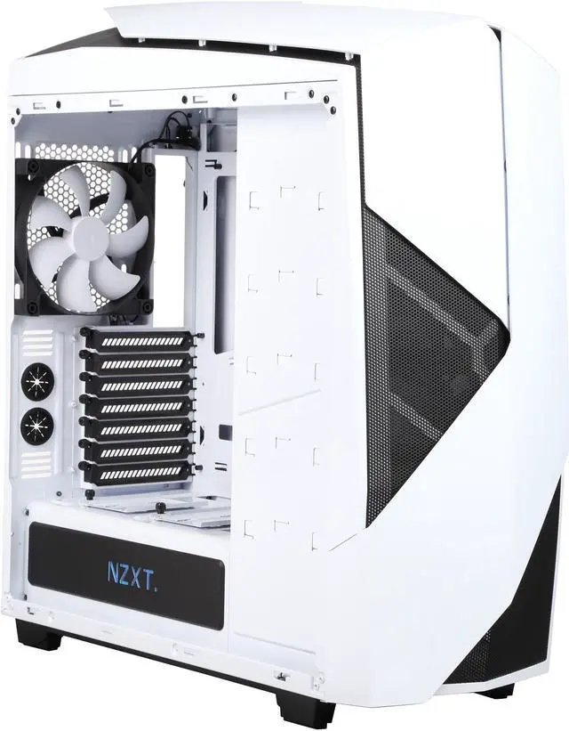 Alt view image 7 of 12 - NEW NZXT Noctis 450 Mid Tower Case. Next Generation 5.25-less Design. PWM Fan Hub, Include 4 x 2nd Gen FNv2 Fans, High-End WC support, USB3.0,Glossy White/Blue LED