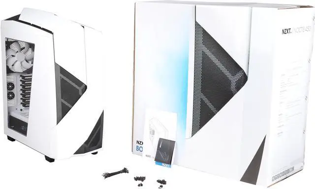 Alt view image 12 of 12 - NEW NZXT Noctis 450 Mid Tower Case. Next Generation 5.25-less Design. PWM Fan Hub, Include 4 x 2nd Gen FNv2 Fans, High-End WC support, USB3.0,Glossy White/Blue LED