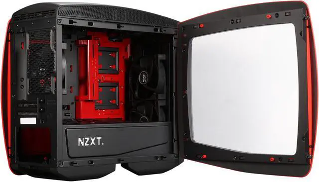 Alt view image 5 of 10 - NZXT Manta, Matte Black/Red, All Steel, Mini-ITX Computer Case