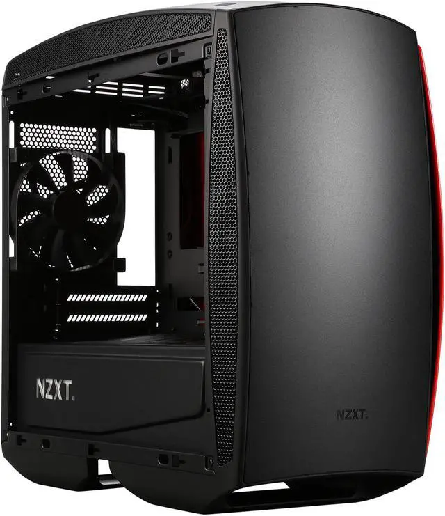 Alt view image 7 of 10 - NZXT Manta, Matte Black/Red, All Steel, Mini-ITX Computer Case