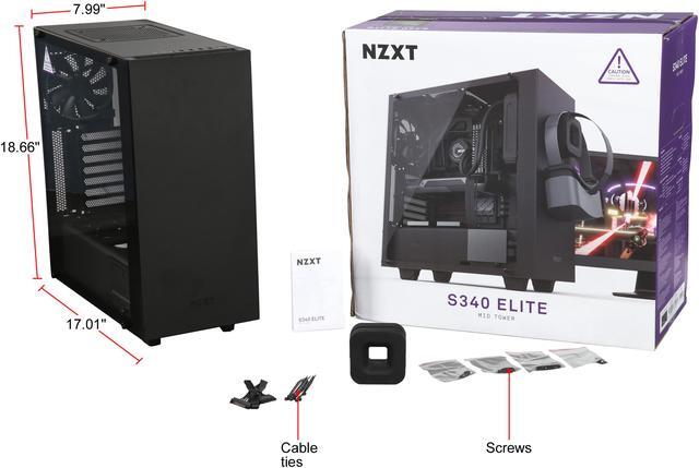 Alt view image 12 of 11 - NZXT S340 Elite Matte Black Steel/Tempered Glass ATX Mid Tower Case
