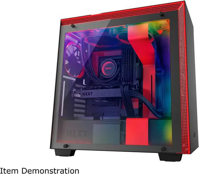 Alt view image 2 of 8 - NZXT H700i - ATX Mid-Tower PC Gaming Case - Tempered Glass Panel - Enhanced Cable Management System - Water-Cooling Ready - Black/Red