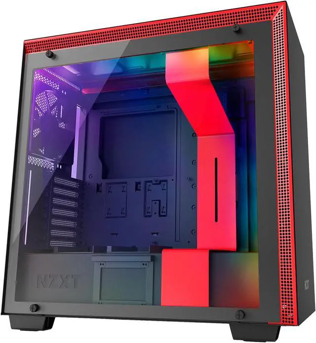 Main image of NZXT H700i - ATX Mid-Tower PC Gaming Case - Tempered Glass Panel - Enhanced Cable Management System - Water-Cooling Ready - Black/Red