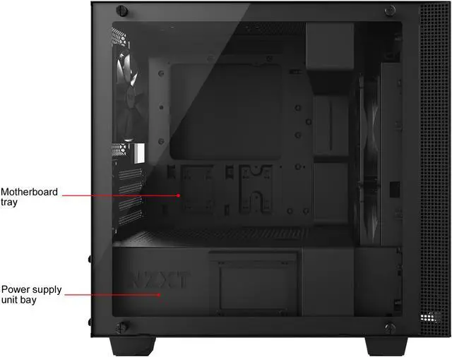 Alt view image 3 of 8 - NZXT H400i - MicroATX PC Gaming Case - RGB Lighting and Fan Control - CAM-Powered Smart Device - Tempered Glass Panel - Enhanced Cable Management System - Water-Cooling Ready - Black