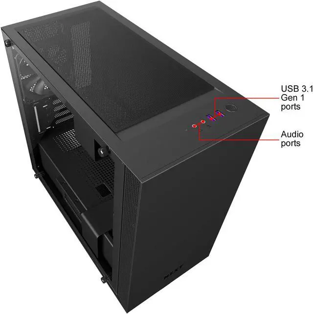 Alt view image 5 of 8 - NZXT H400i - MicroATX PC Gaming Case - RGB Lighting and Fan Control - CAM-Powered Smart Device - Tempered Glass Panel - Enhanced Cable Management System - Water-Cooling Ready - Black
