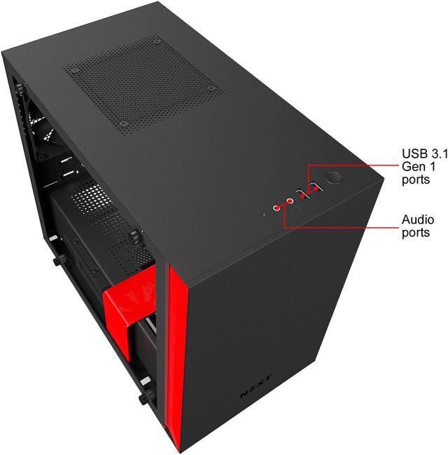 Alt view image 4 of 7 - NZXT H200i - Mini-ITX PC Gaming Case - RGB Lighting and Fan Control - CAM-Powered Smart Device - Tempered Glass Panel - Enhanced Cable Management System - Water-Cooling Ready - Black/Red