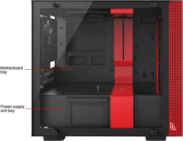 Alt view image 2 of 7 - NZXT H200i - Mini-ITX PC Gaming Case - RGB Lighting and Fan Control - CAM-Powered Smart Device - Tempered Glass Panel - Enhanced Cable Management System - Water-Cooling Ready - Black/Red