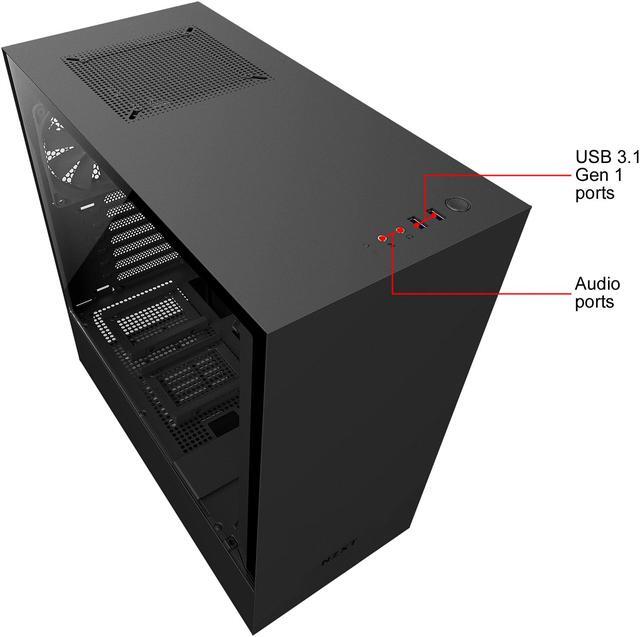 Alt view image 6 of 8 - NZXT H500 - Compact ATX Mid-Tower PC Gaming Case - Tempered Glass Panel - All-Steel Construction - Enhanced Cable Management System - Water-Cooling Ready - Black