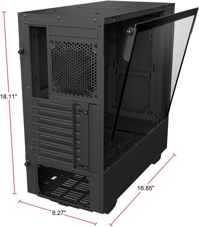 Alt view image 7 of 8 - NZXT H500 - Compact ATX Mid-Tower PC Gaming Case - Tempered Glass Panel - All-Steel Construction - Enhanced Cable Management System - Water-Cooling Ready - Black