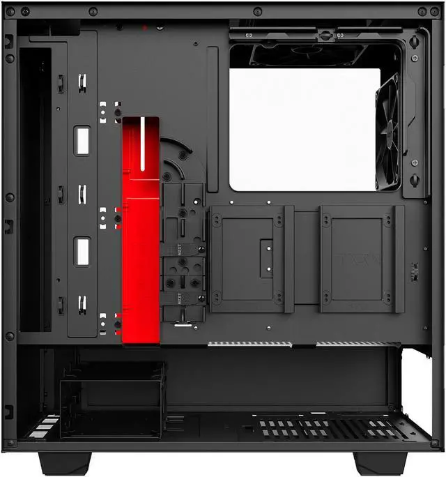 Alt view image 4 of 8 - NZXT H500 - Compact ATX Mid-Tower PC Gaming Case - Tempered Glass Panel - All-Steel Construction - Enhanced Cable Management System - Water-Cooling Ready - Black/Red