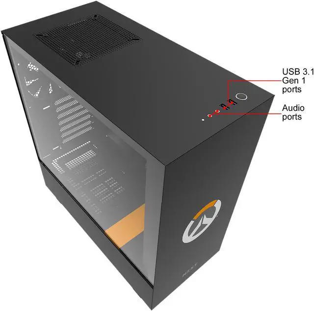 Alt view image 10 of 13 - NZXT H500 - Overwatch Special Edition - Compact ATX Mid-Tower PC Gaming Case - Tempered Glass Panel - All-Steel Construction - Enhanced Cable Management System - Water-Cooling Ready