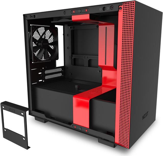 Alt view image 4 of 13 - NZXT H210 - Mini-ITX PC Gaming Case - Front I/O USB Type-C Port - Tempered Glass Side Panel - Cable Management System - Water-Cooling Ready - Radiator Bracket - Steel Construction - Black/Red