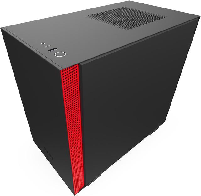 Alt view image 5 of 13 - NZXT H210 - Mini-ITX PC Gaming Case - Front I/O USB Type-C Port - Tempered Glass Side Panel - Cable Management System - Water-Cooling Ready - Radiator Bracket - Steel Construction - Black/Red