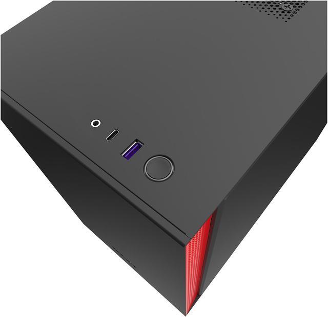 Alt view image 7 of 13 - NZXT H210 - Mini-ITX PC Gaming Case - Front I/O USB Type-C Port - Tempered Glass Side Panel - Cable Management System - Water-Cooling Ready - Radiator Bracket - Steel Construction - Black/Red